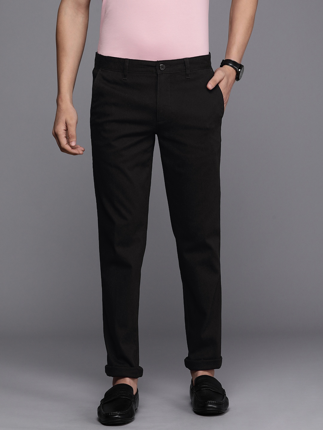 

Louis Philippe Sport Men Solid Slim Fit Trousers, Black