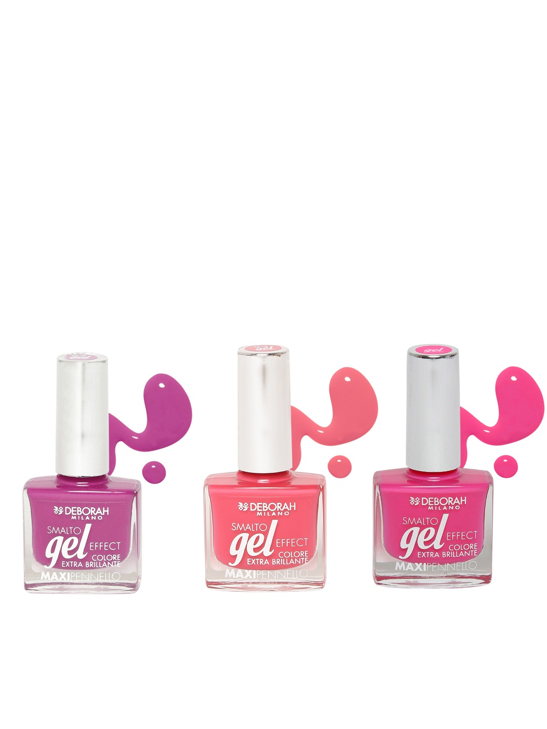 

Deborah Milano Smalto Gel Effect Pack of 3 Nail Polish, Pink