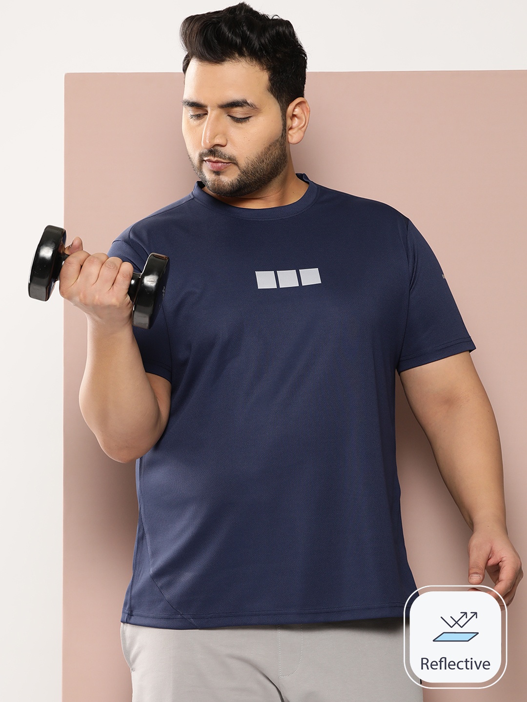 

Sztori Men Plus Size Printed Regular Fit T-shirt, Navy blue