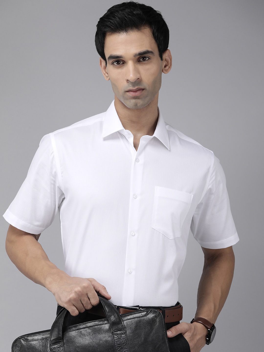 

Van Heusen Men White Classic Opaque Striped Pure Cotton Formal Shirt