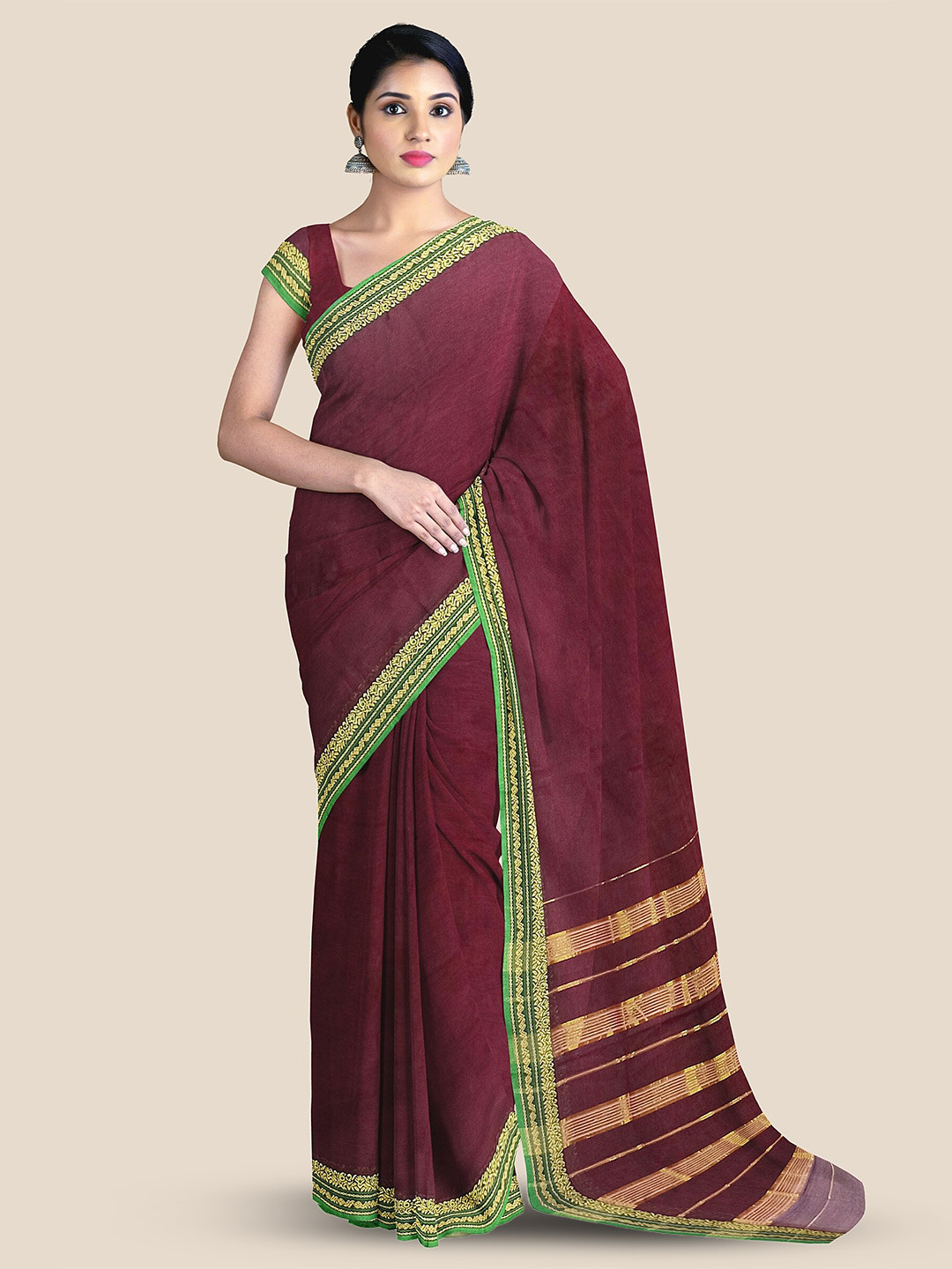 

The Chennai Silks Zari Pure Cotton Kovai Saree, Maroon