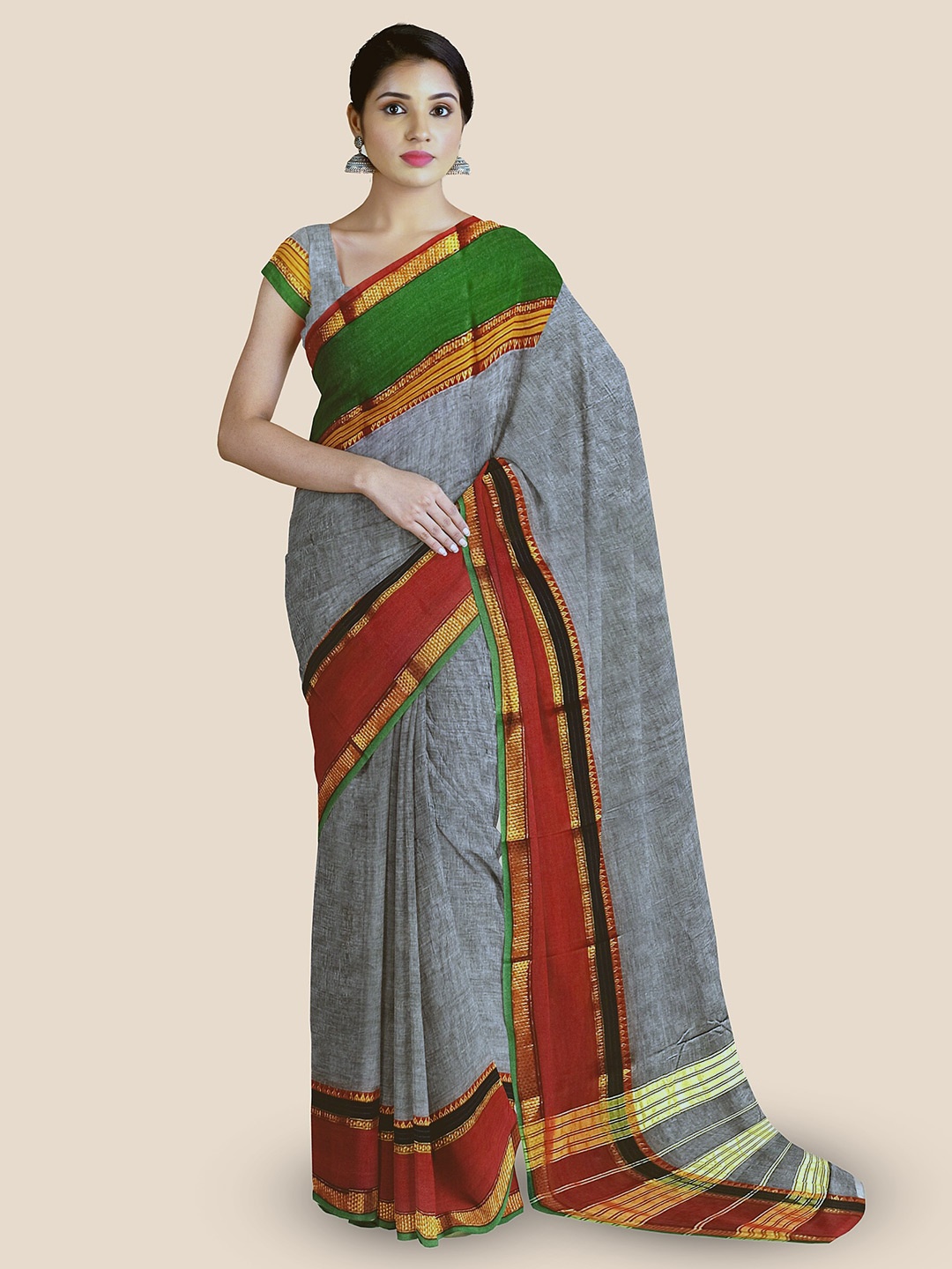 

The Chennai Silks Zari Sambalpuri Saree, Grey