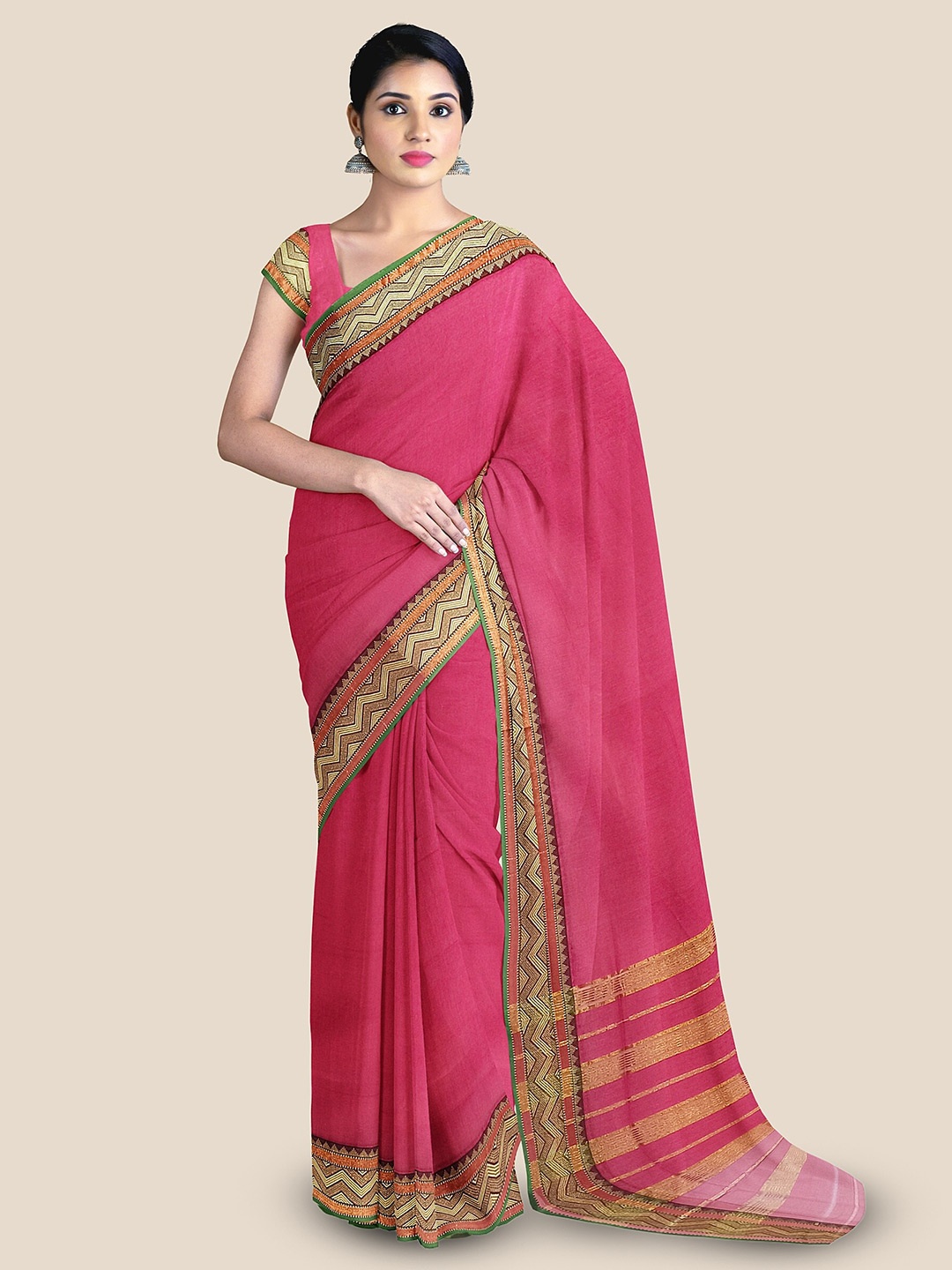 

The Chennai Silks Pure Cotton Kovai Saree, Black