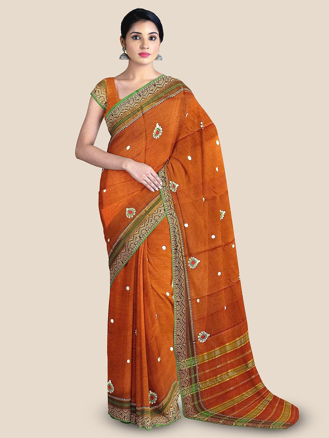 

The Chennai Silks Woven Design Sambalpuri Saree, Coral