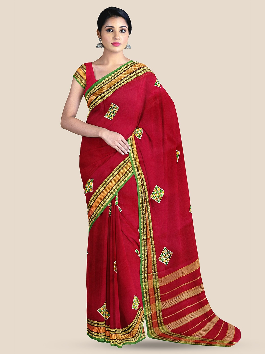 

The Chennai Silks Woven Design Sambalpuri Saree, Red