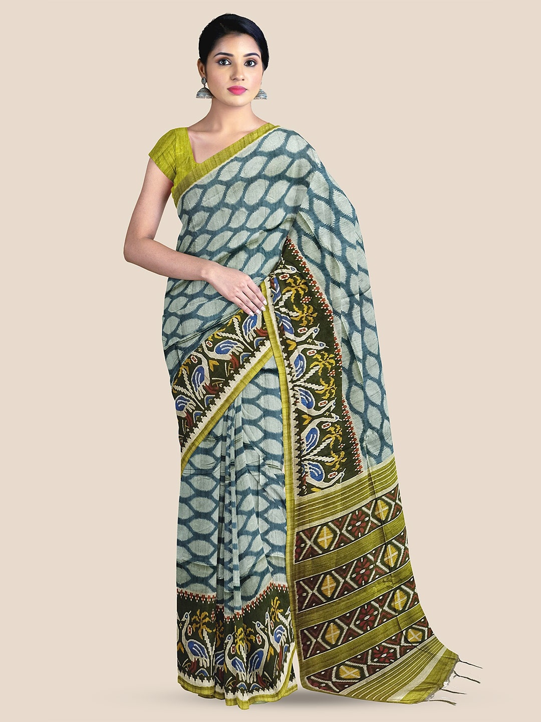 

The Chennai Silks Ethnic Motifs Printed Saree, Blue