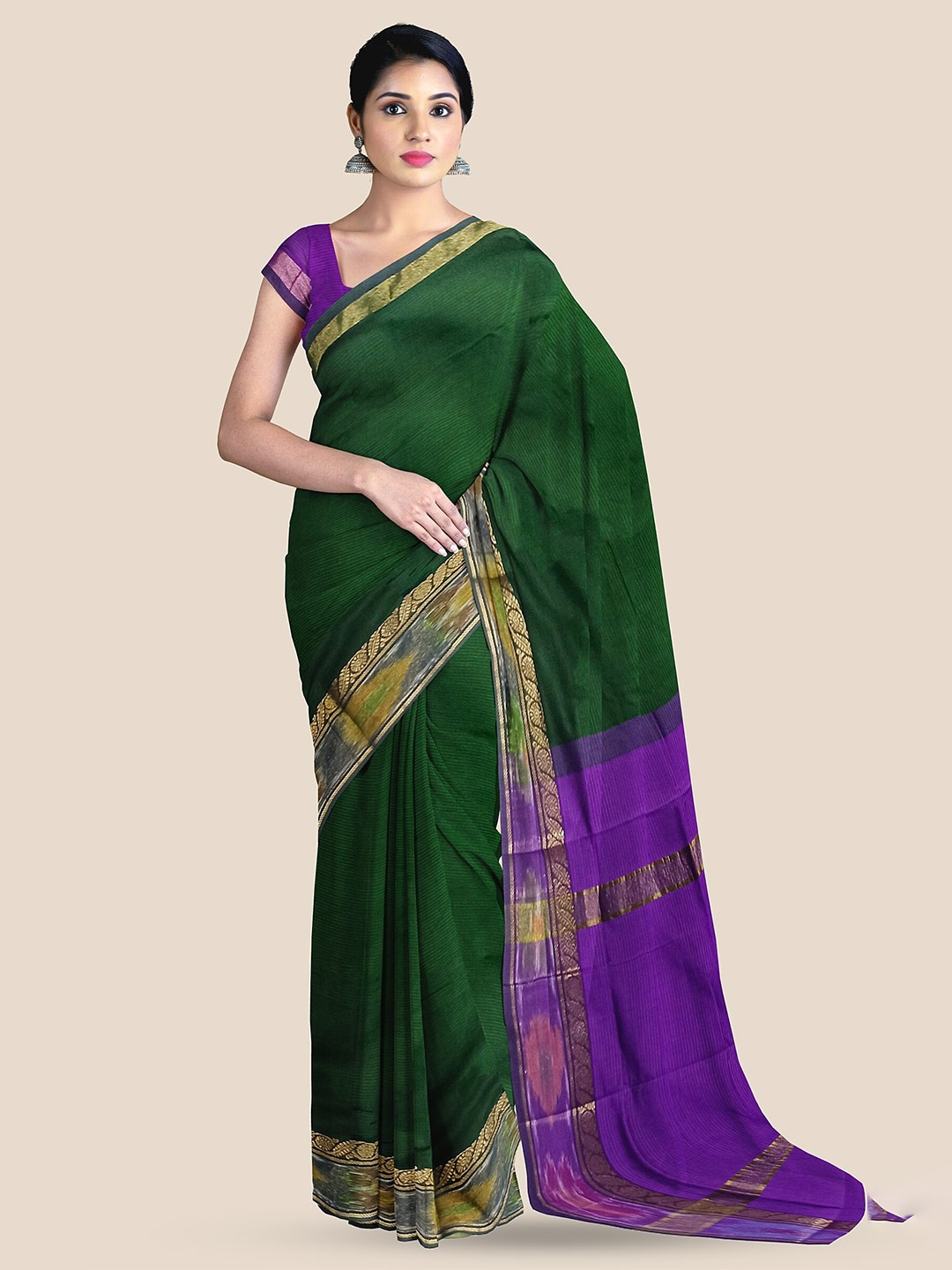 

The Chennai Silks Pure Cotton Venkatgiri Saree, Green