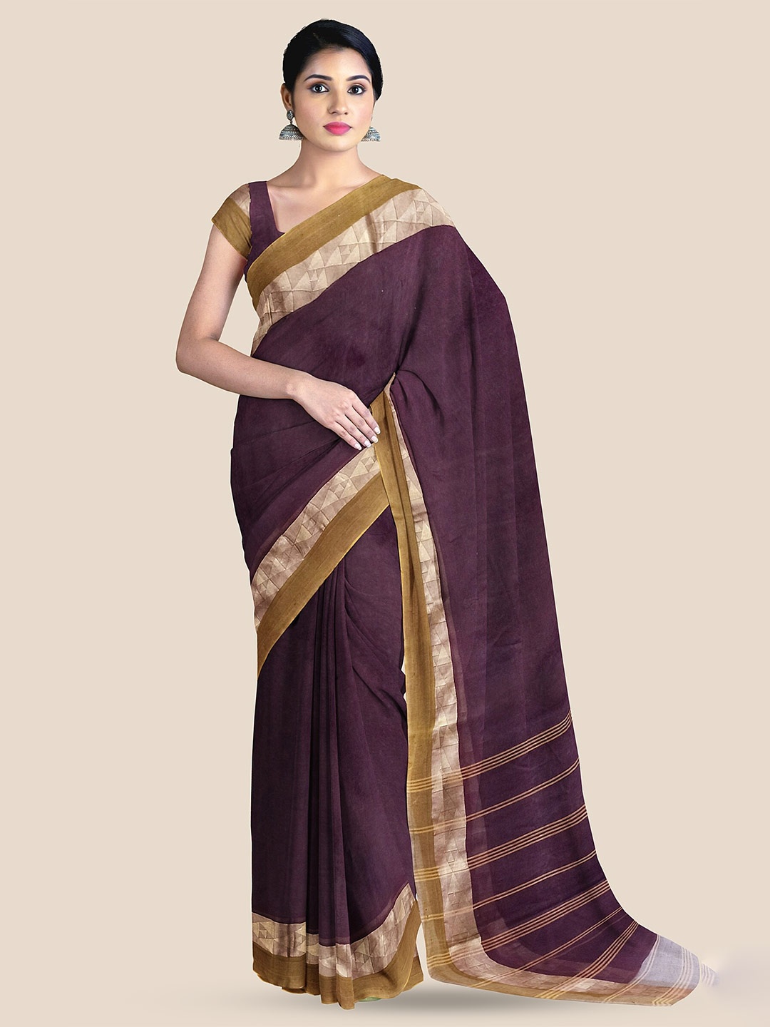 

The Chennai Silks Pure Cotton Taant Saree, Maroon