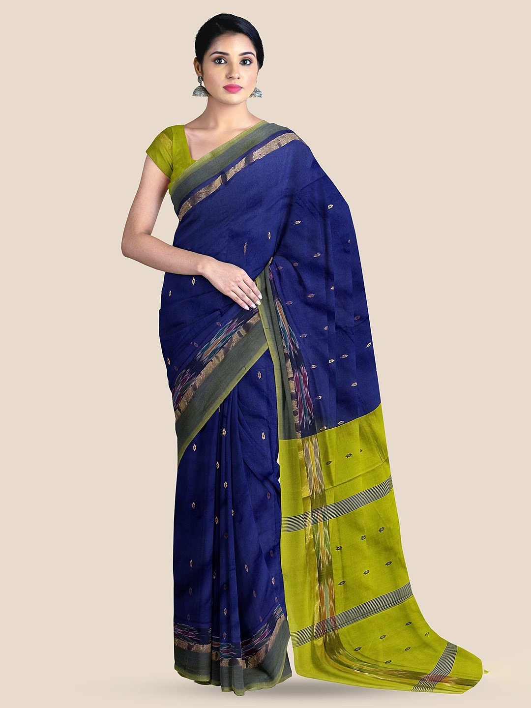

The Chennai Silks Woven Design Pure Cotton Venkatgiri Saree, Navy blue