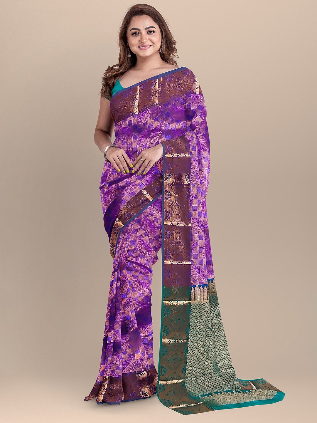 

The Chennai Silks Woven Design Zari Banarasi Saree, Purple