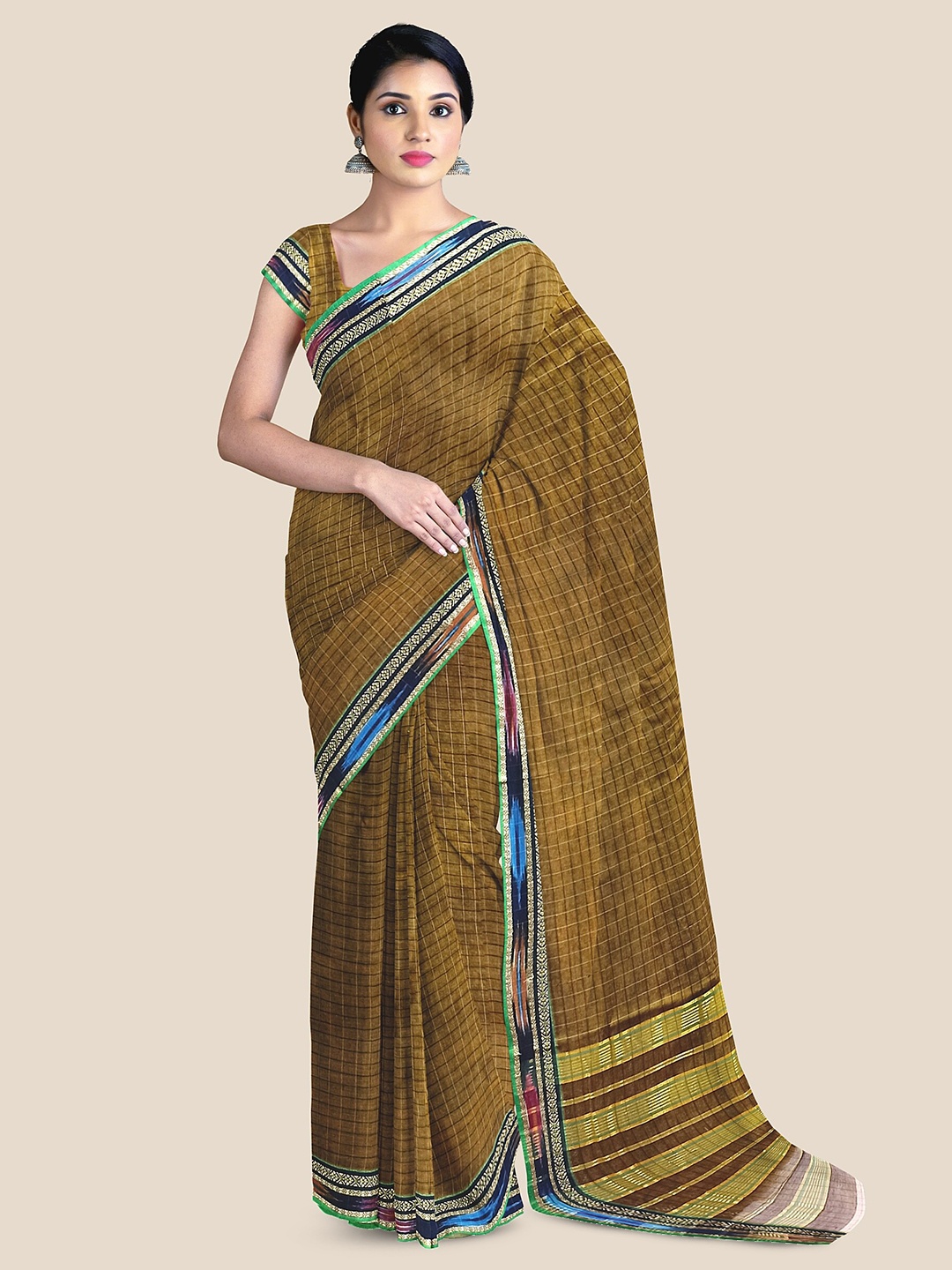

The Chennai Silks Checked Pure Cotton Kovai Saree, Mustard