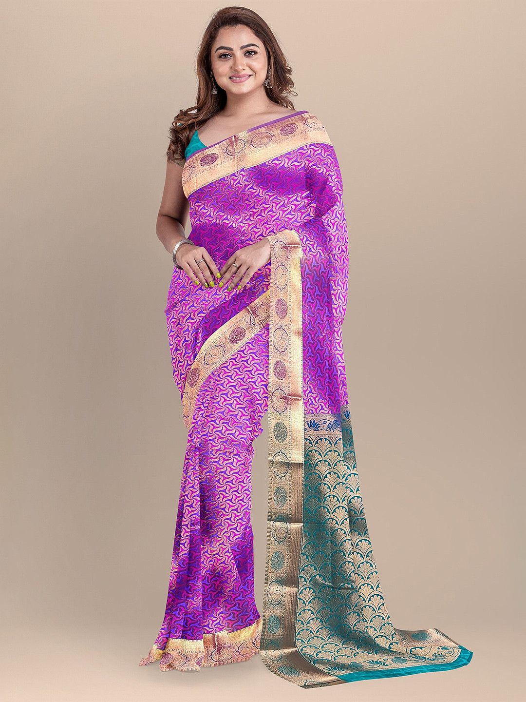 

The Chennai Silks Woven Design Zari Banarasi Saree, Green