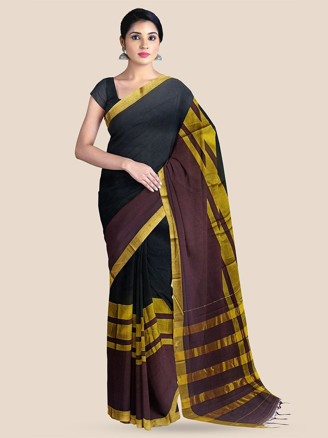 

The Chennai Silks Zari Sambalpuri Saree, Black
