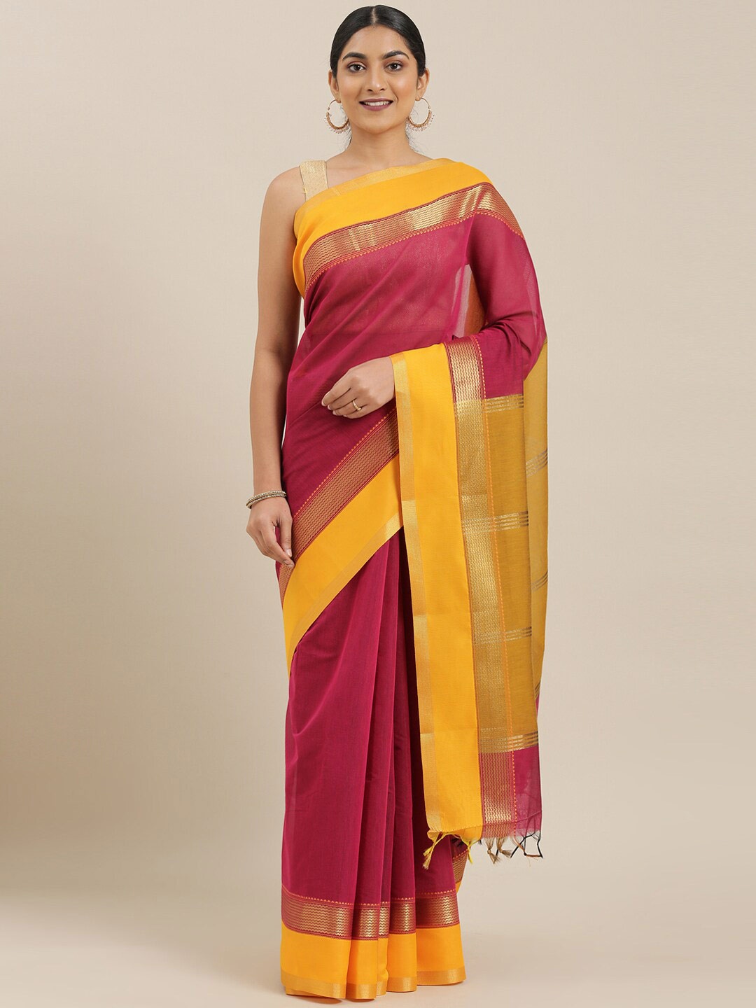

The Chennai Silks Zari Detail Sambalpuri Saree, Maroon