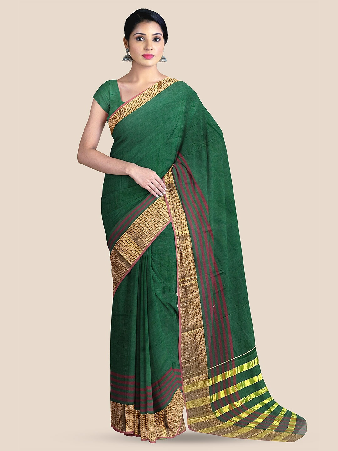 

The Chennai Silks Zari Detailed Sambalpuri Saree, Green