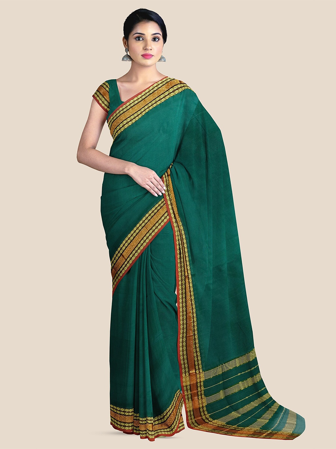 

The Chennai Silks Zari Pure Cotton Kovai Saree, Green
