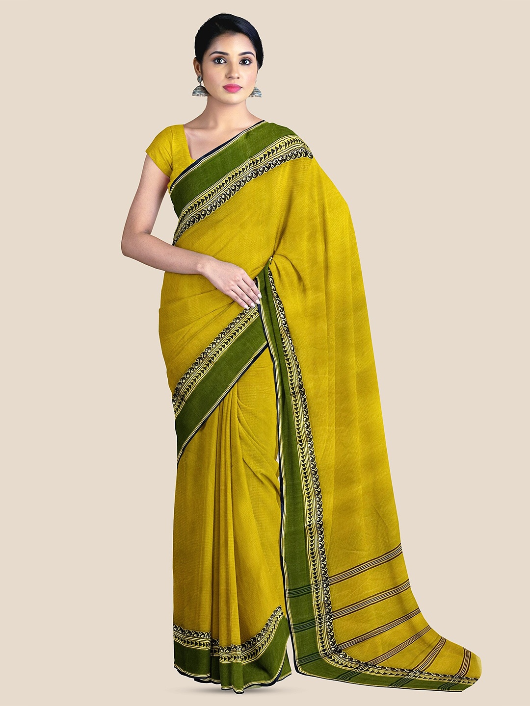 

The Chennai Silks Pure Cotton Taant Saree, Mustard