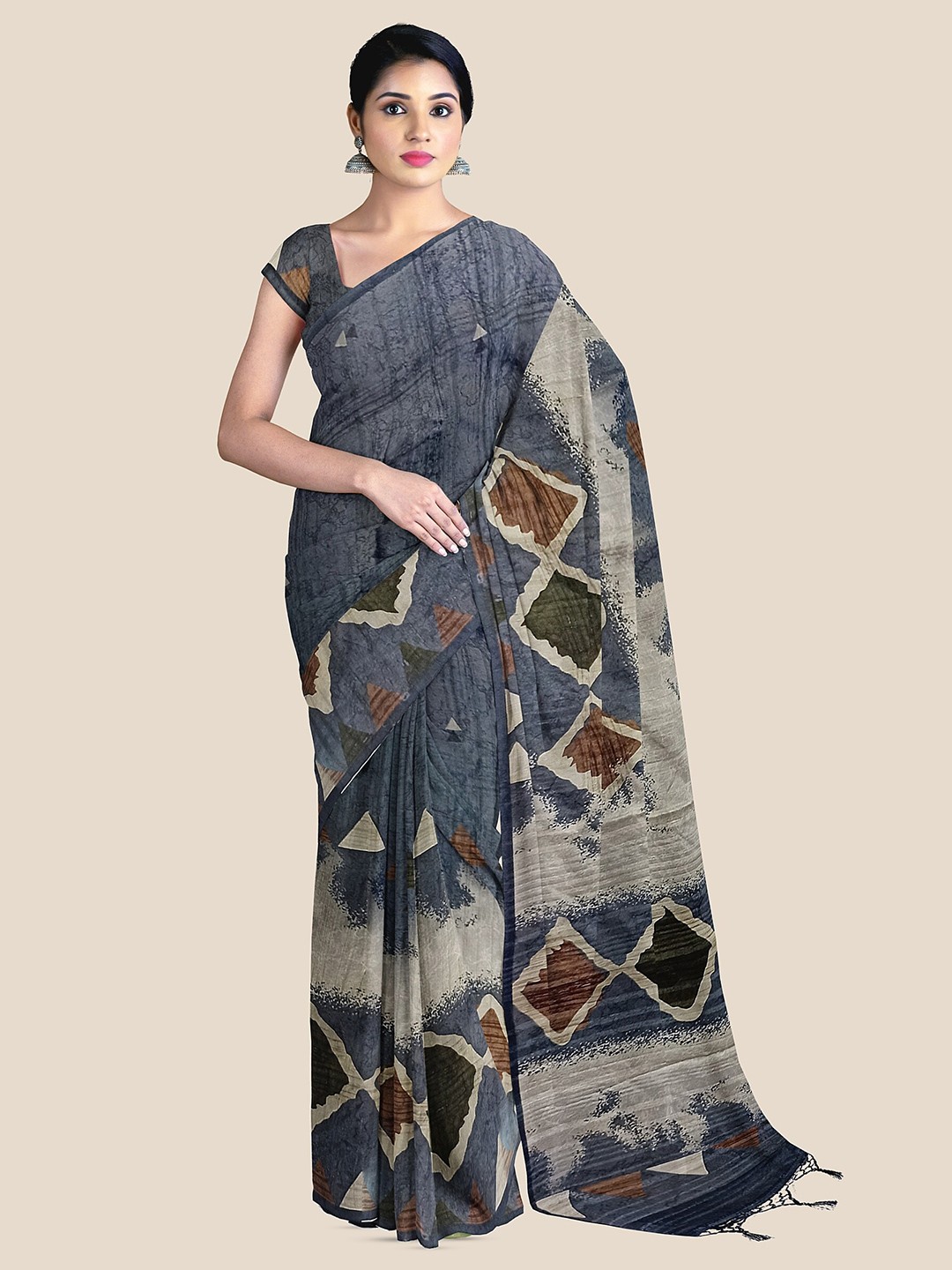 

The Chennai Silks Batik Printed Saree, Grey