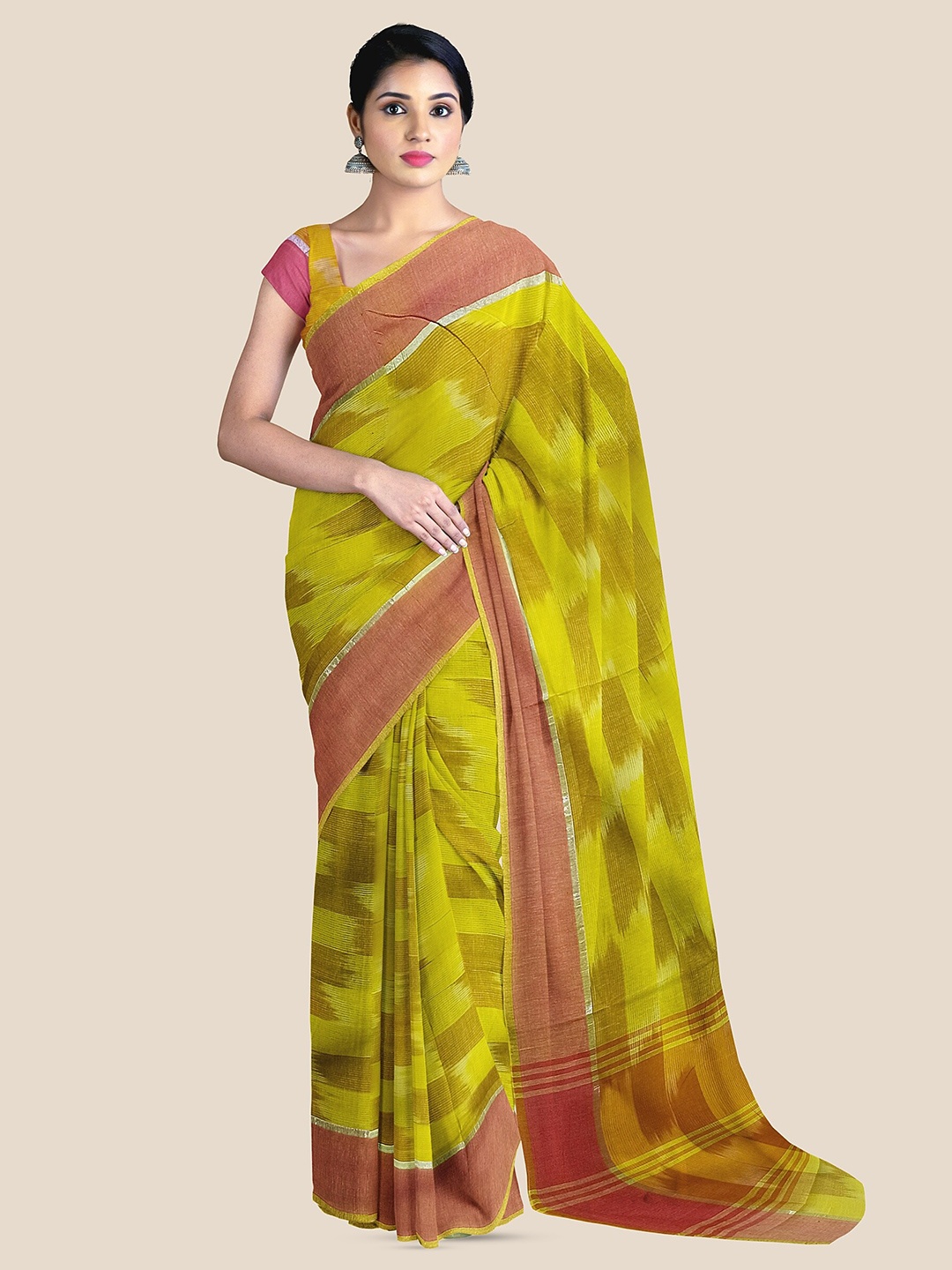 

The Chennai Silks Woven Design Pure Cotton Venkatgiri Saree, Green