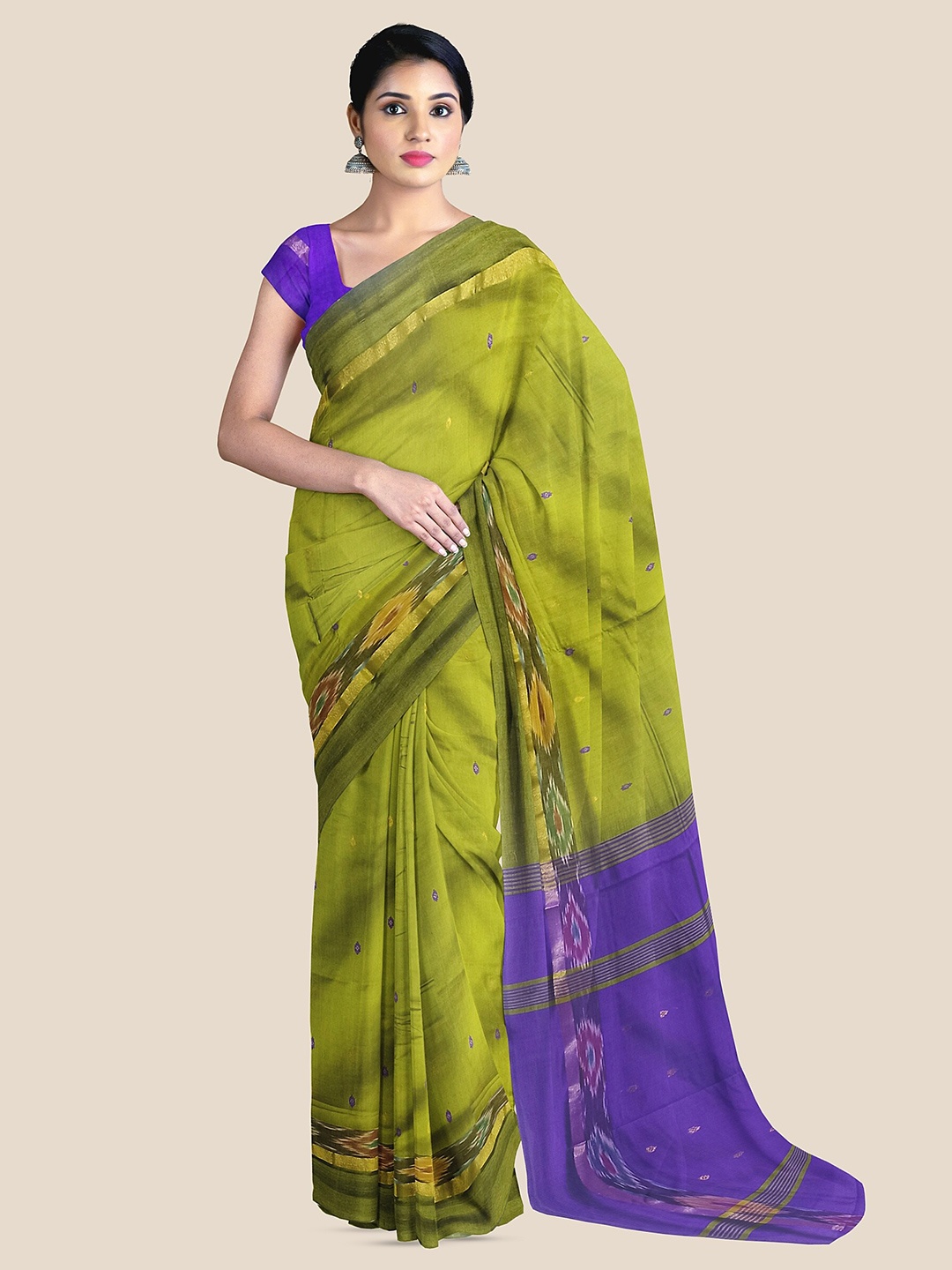 The Chennai Silks Woven Design Zari Pure Cotton Venkatgiri Saree, Green