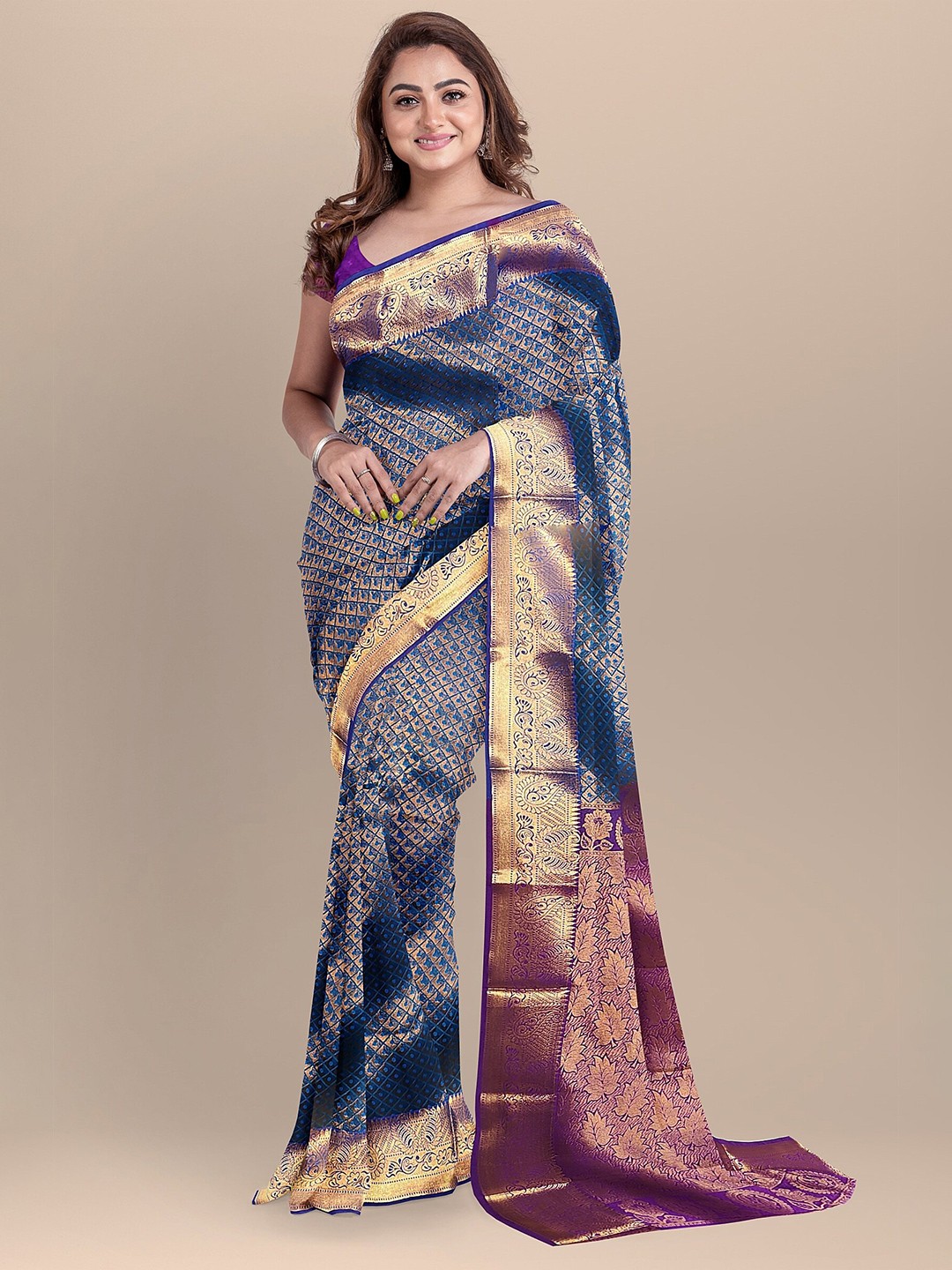 

The Chennai Silks Woven Design Zari Banarasi Saree, Blue