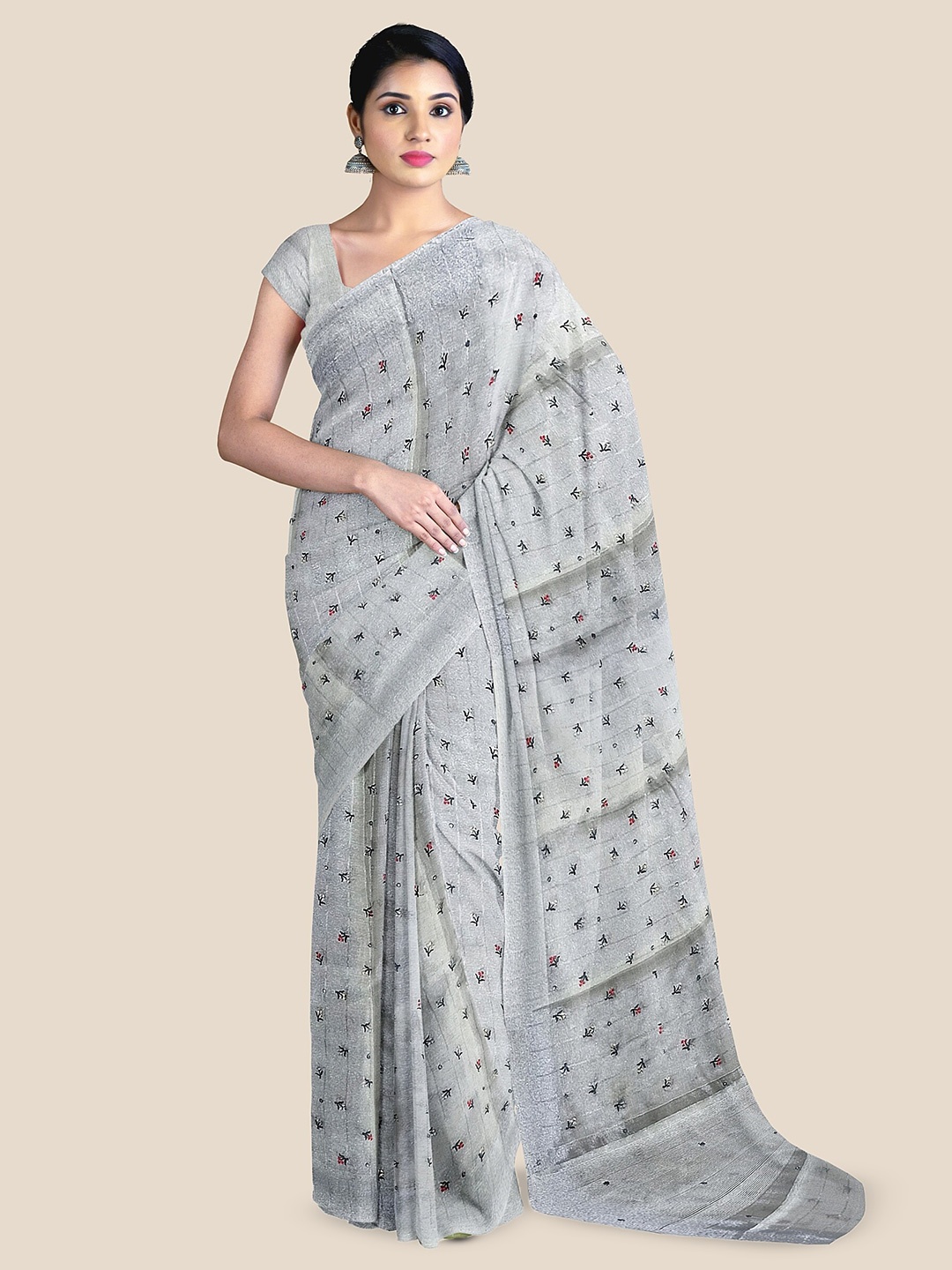 

The Chennai Silks Embellished Embroidered Tissue Banarasi Saree, Grey