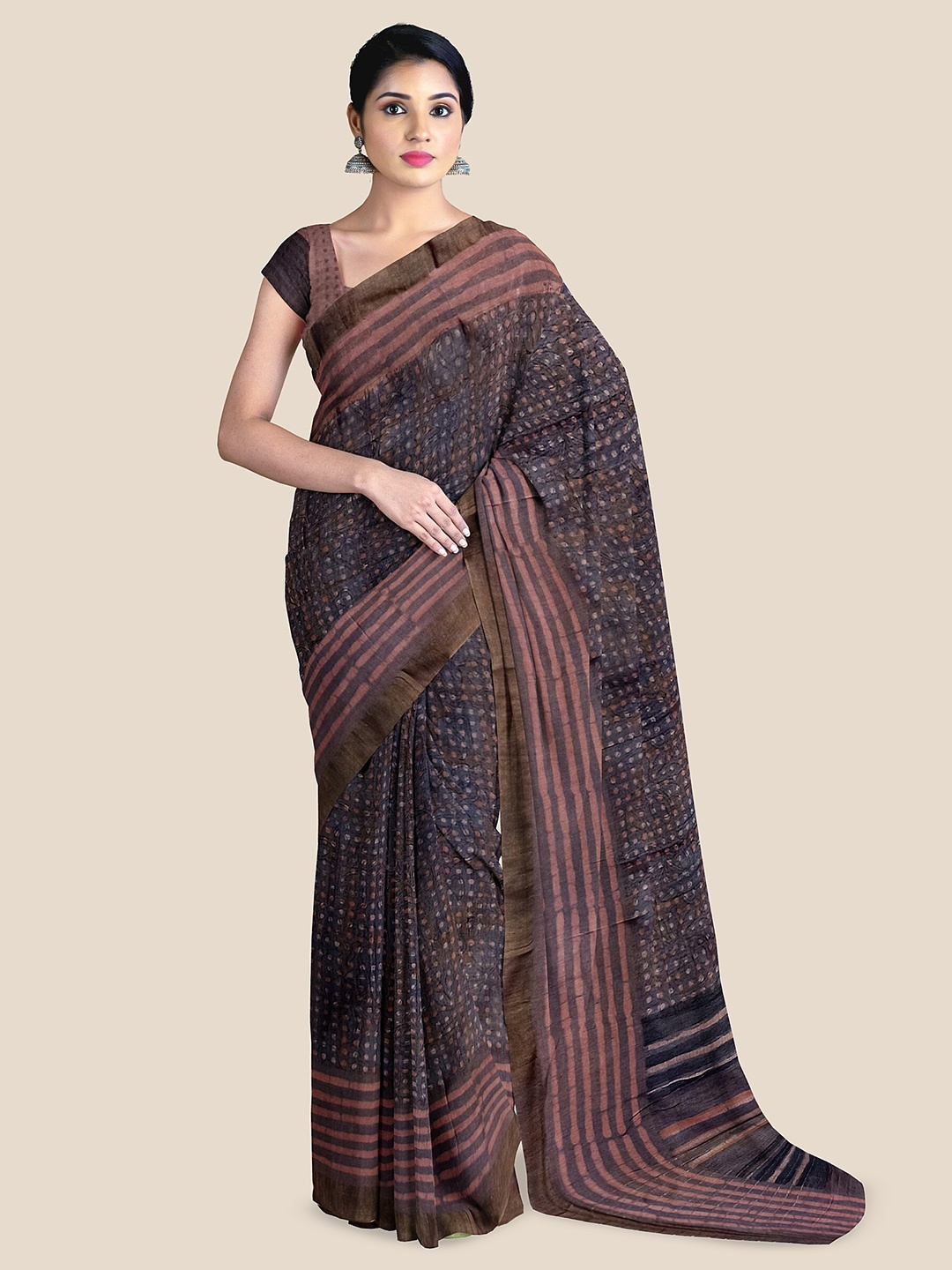 

The Chennai Silks Pure Cotton Chanderi Saree, Grey