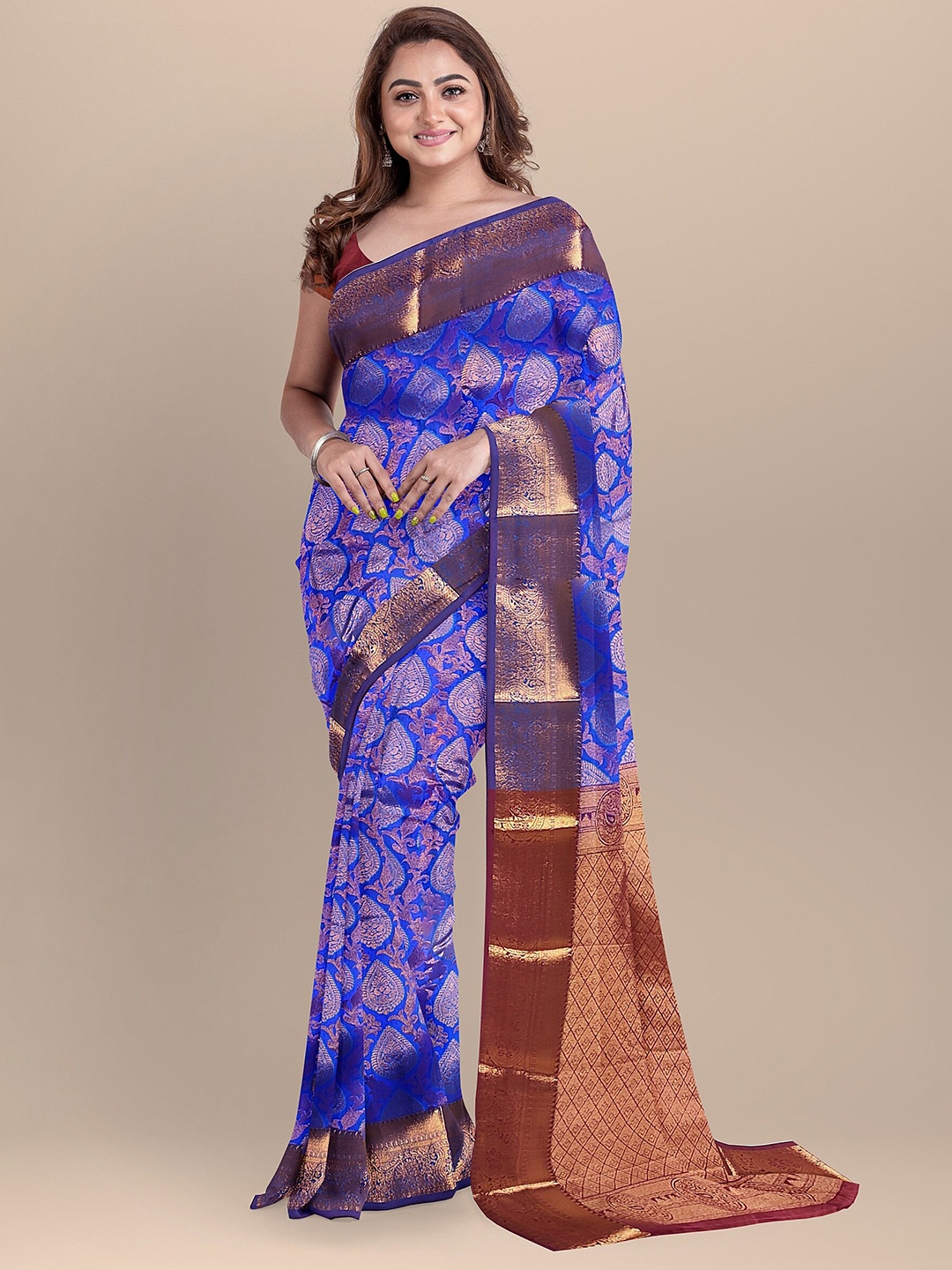 

The Chennai Silks Floral Banarasi Saree, Blue