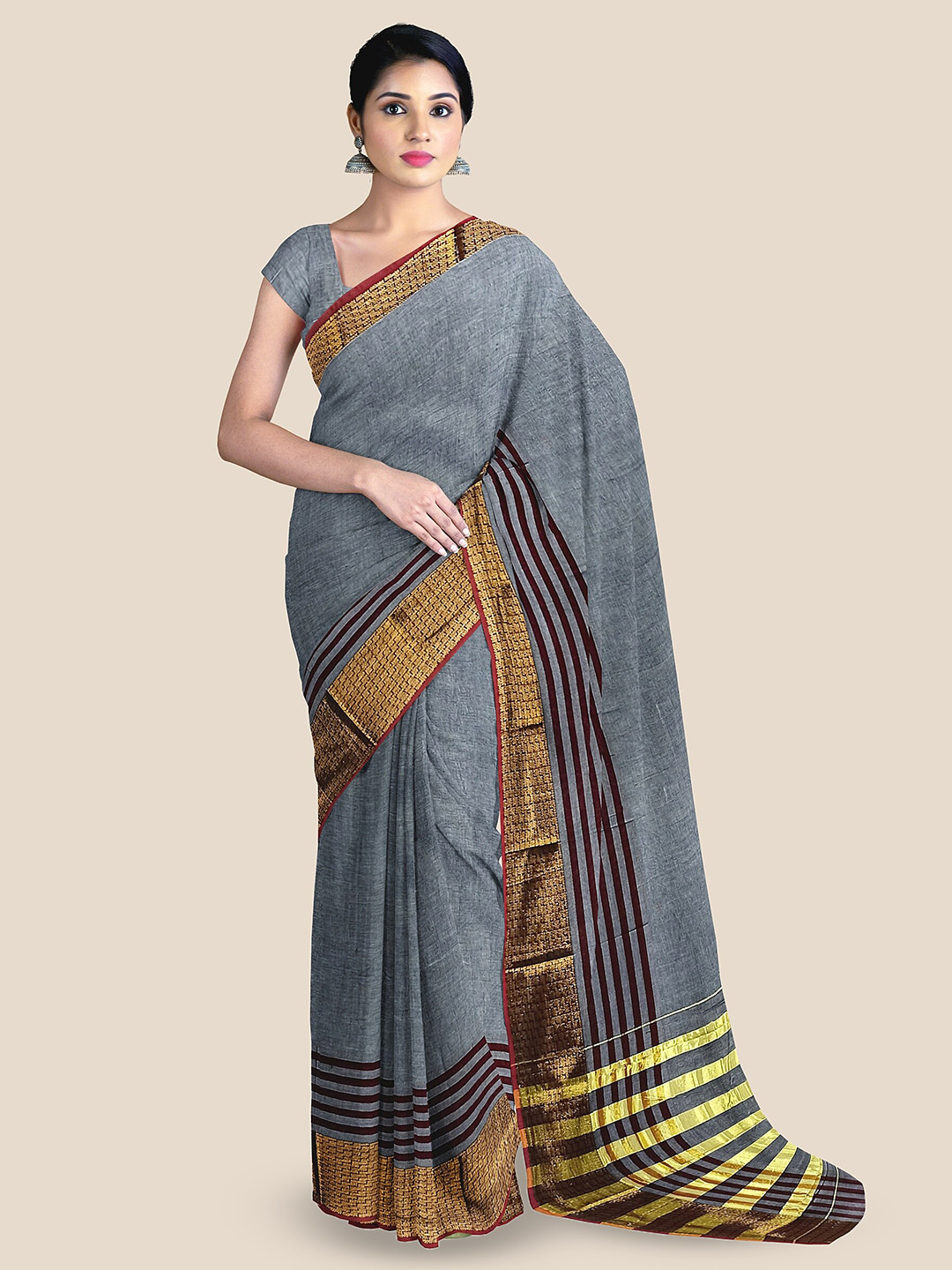 

The Chennai Silks Zari Sambalpuri Saree, Grey
