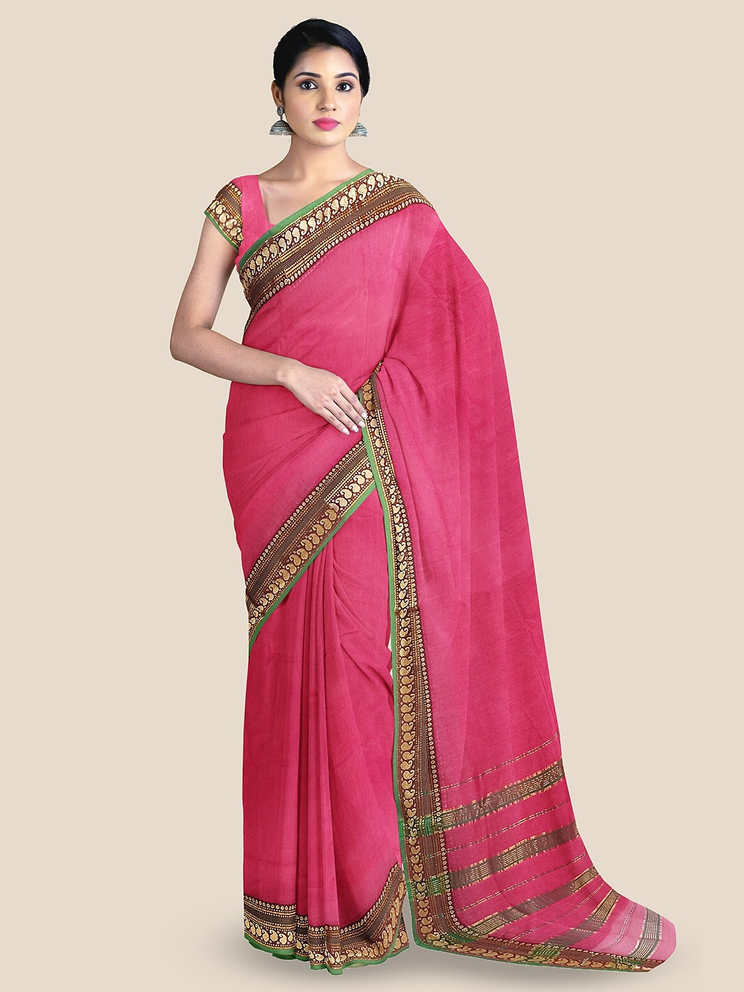 

The Chennai Silks Zari Pure Cotton Kovai Saree, Pink