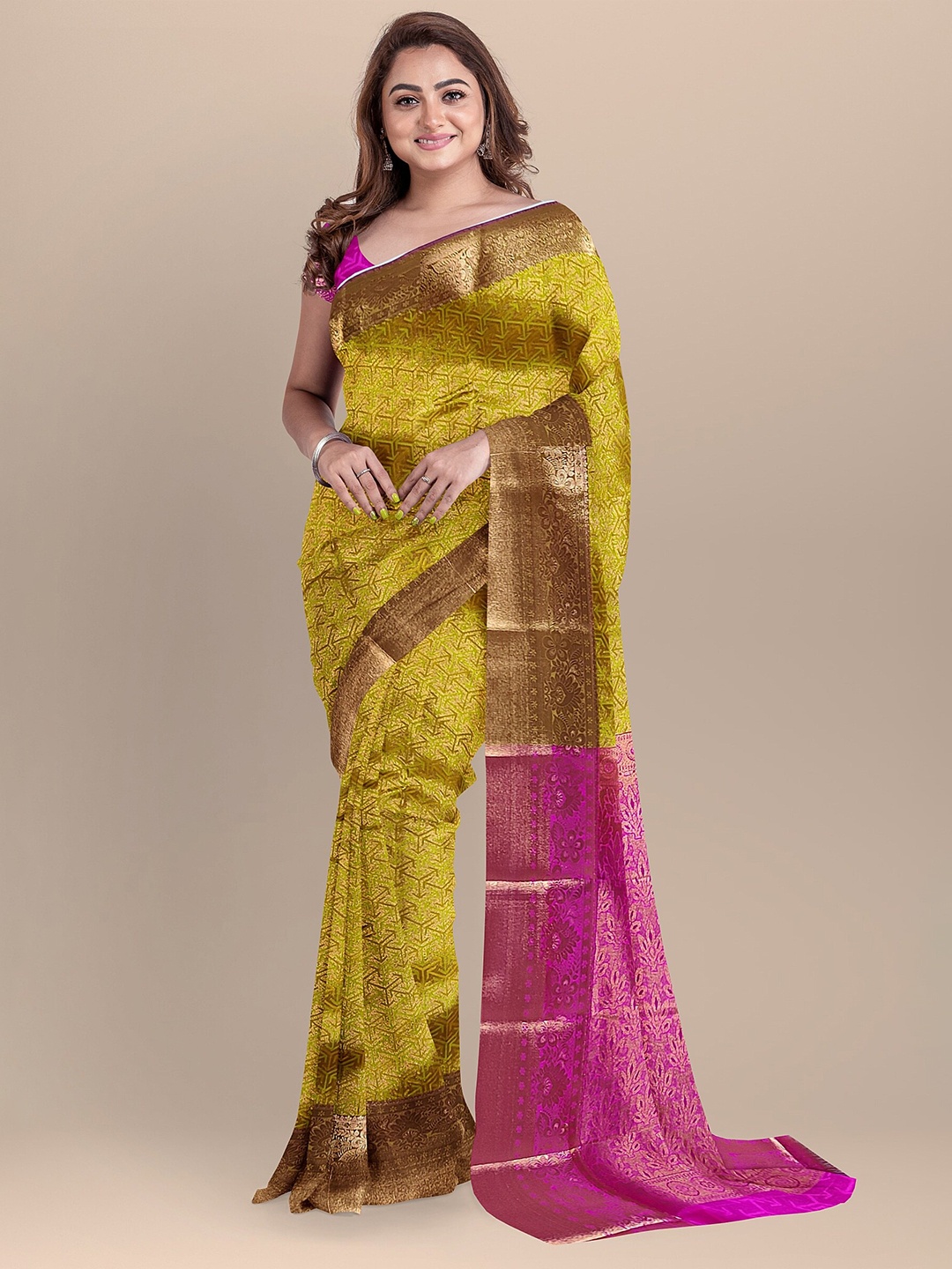 

The Chennai Silks Woven Design Zari Banarasi Saree, Yellow