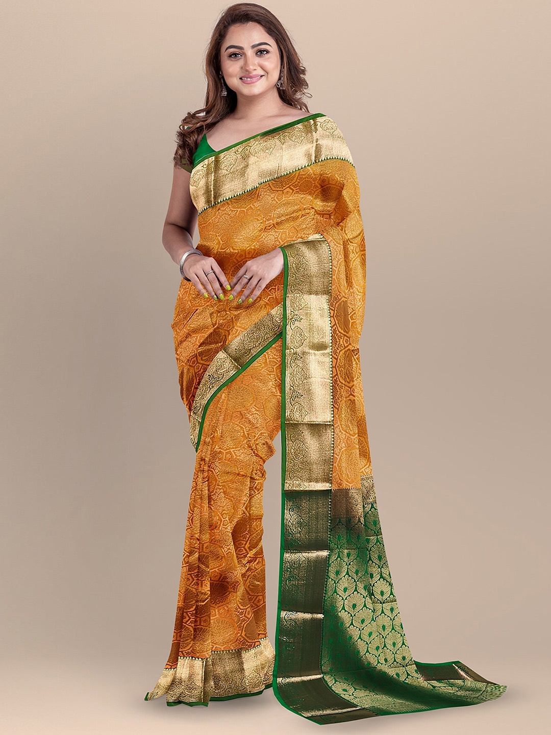 

The Chennai Silks Woven Design Zari Banarasi Saree, Orange