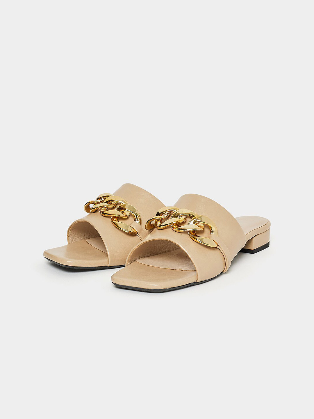 

Styli Cream Chain Embellished Heel Sandals