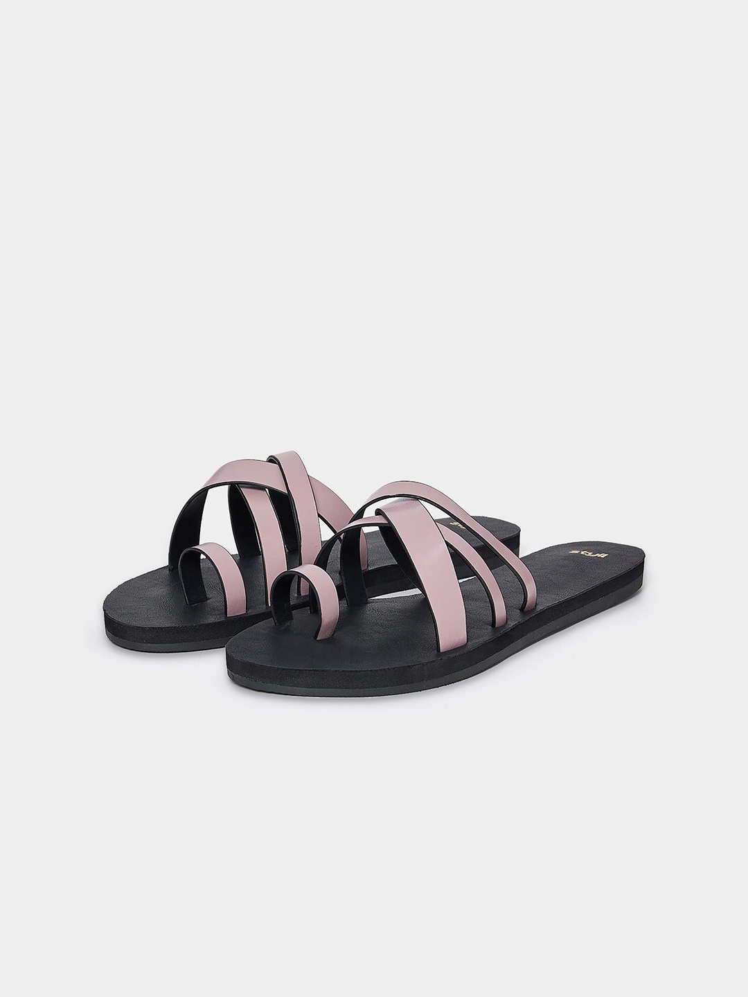 

Styli Lavender & Black Interlocked Open Toe Flats