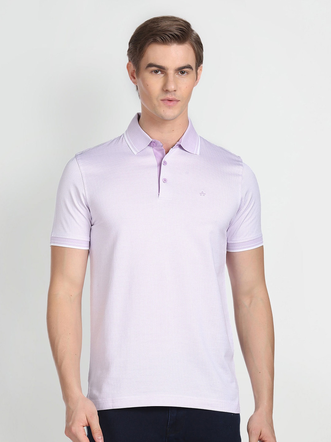 

Arrow Purple Polo Collar Short Sleeves Pure Cotton T-shirt