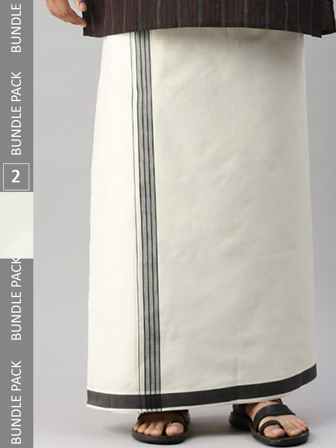 

Ramraj Men Pack Of 2 Cotton Dhotis, Off white