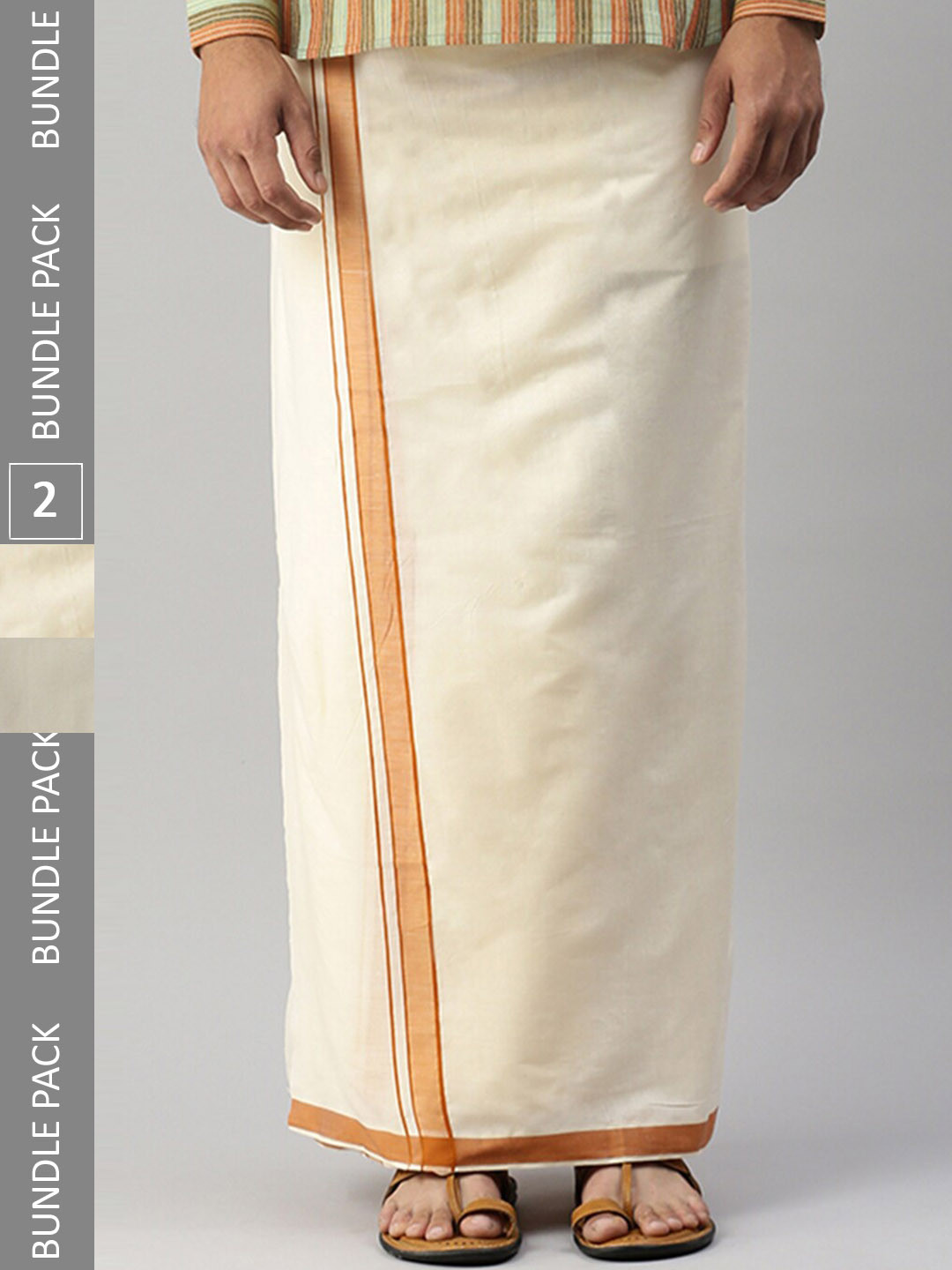 

Ramraj Men Pack Of 2 Cotton Dhotis, Off white