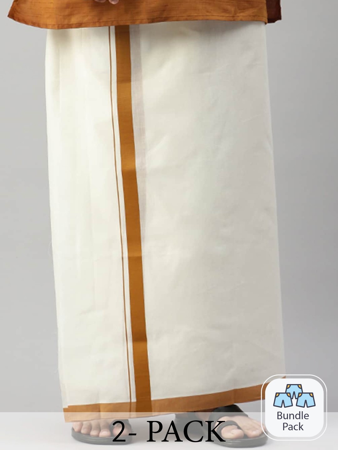 

Ramraj Men Pack Of 2 Cotton Dhotis, Off white