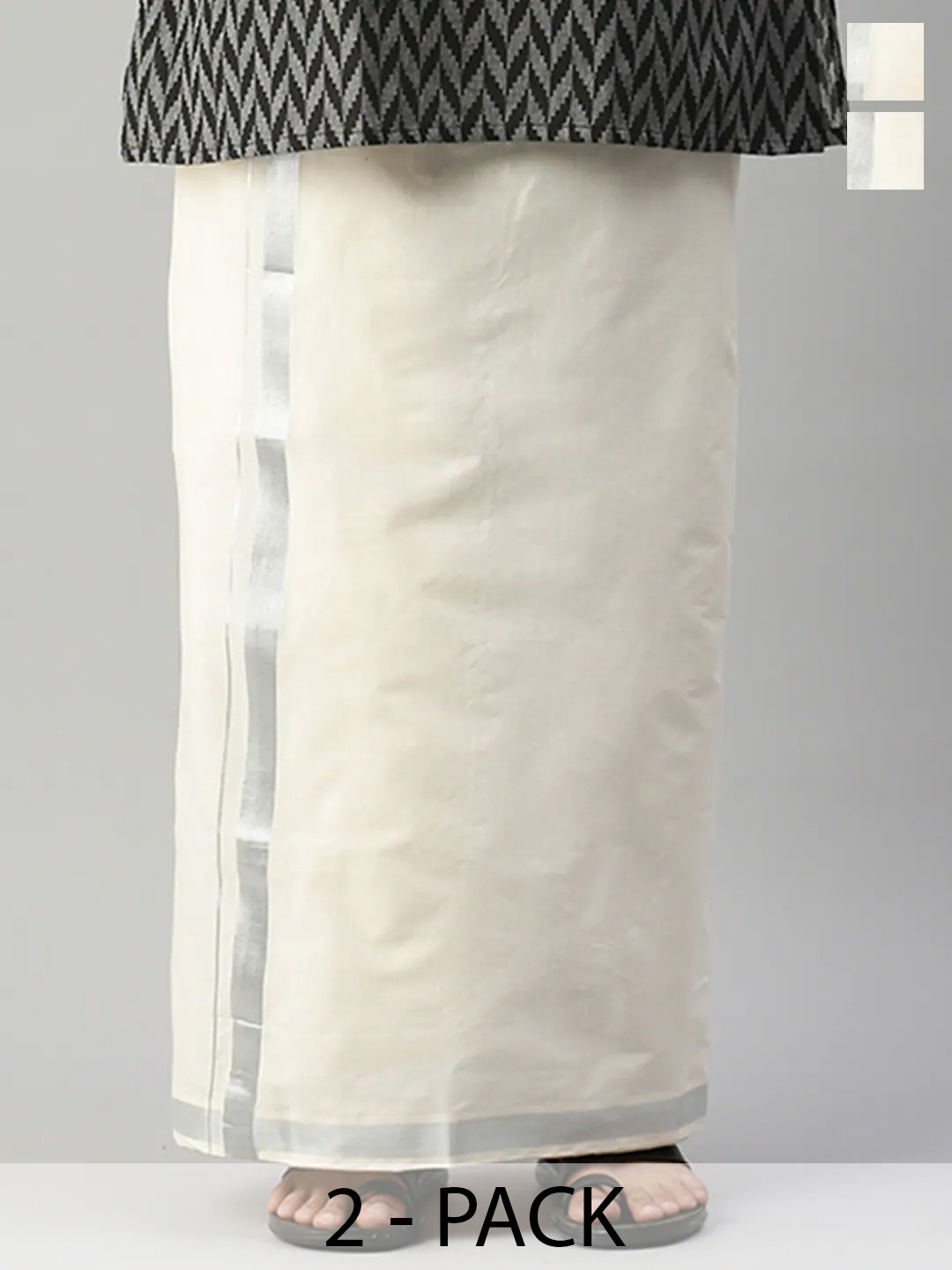 

Ramraj Pack Of 2 Cotton Dhotis, Off white