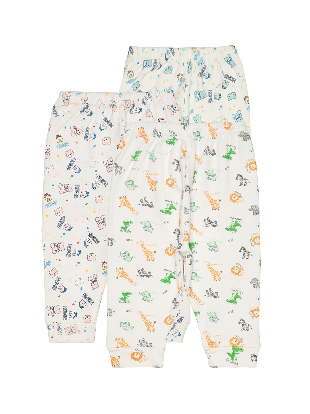 

Bodycare Infants Pack Of 3 Conversational Printed Lounge Pants, Off white