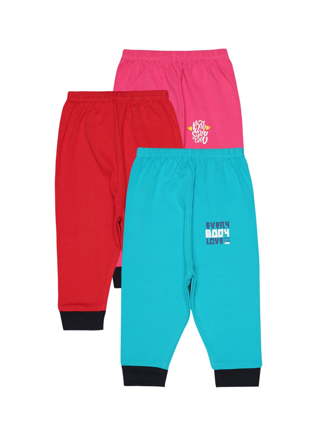 

Bodycare Kids Pack Of 3 Mid-Rise Assorted Cotton Lounge Pants