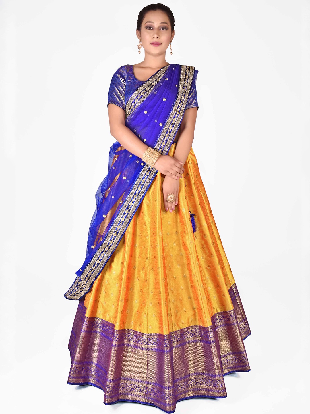 

HALFSAREE STUDIO Semi-Stitched Lehenga & Unstitched Blouse With Dupatta, Yellow