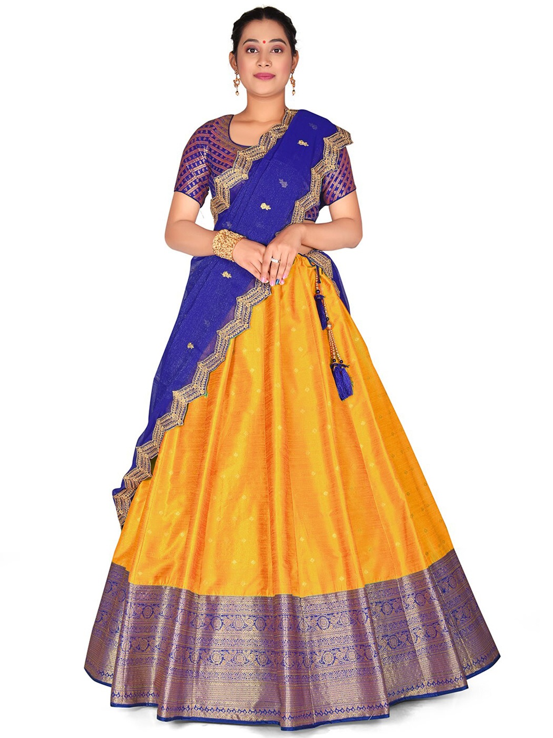 

HALFSAREE STUDIO Semi-Stitched Lehenga & Unstitched Blouse With Dupatta, Yellow