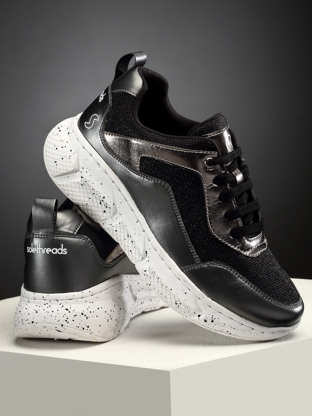 

SOLETHREADS REBEL Women Textured Sneakers, Black