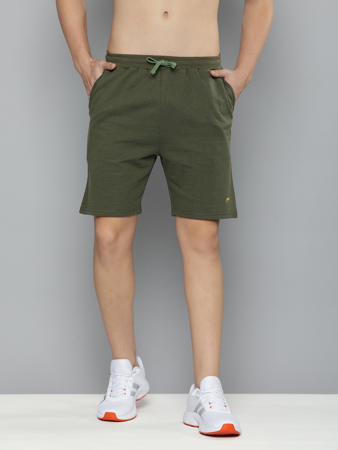 

Slazenger Men Solid Slim Fit Running Shorts, Olive