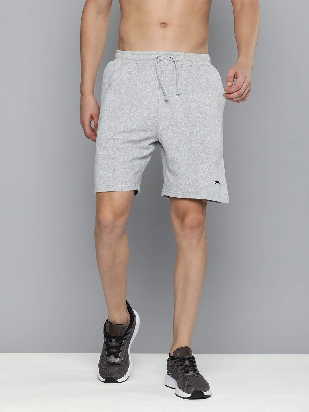 

Slazenger Men Solid Slim Fit Running Shorts, Grey melange