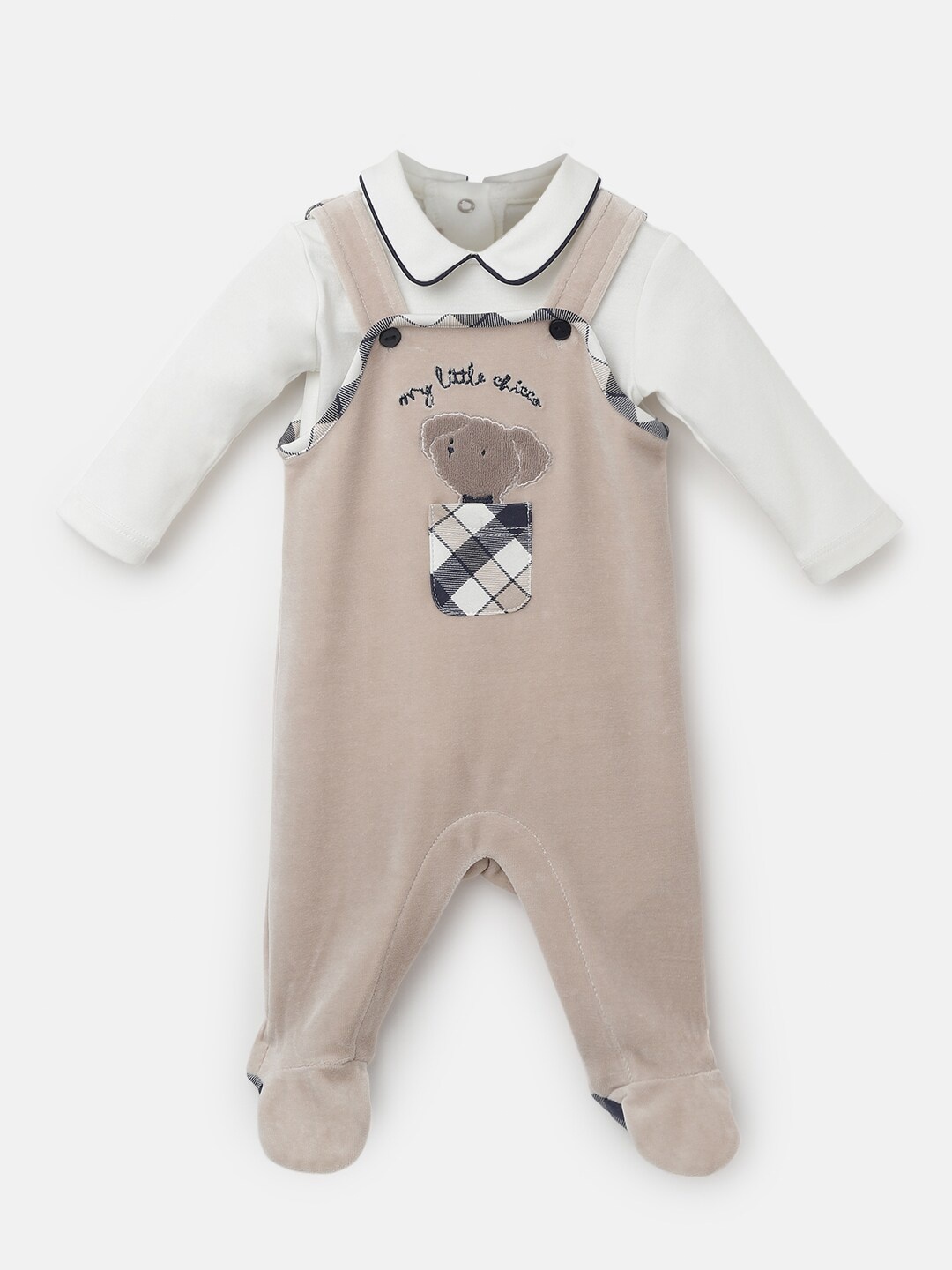 

Chicco Infant Boys Printed Sleepsuit with T-Shirt, Beige