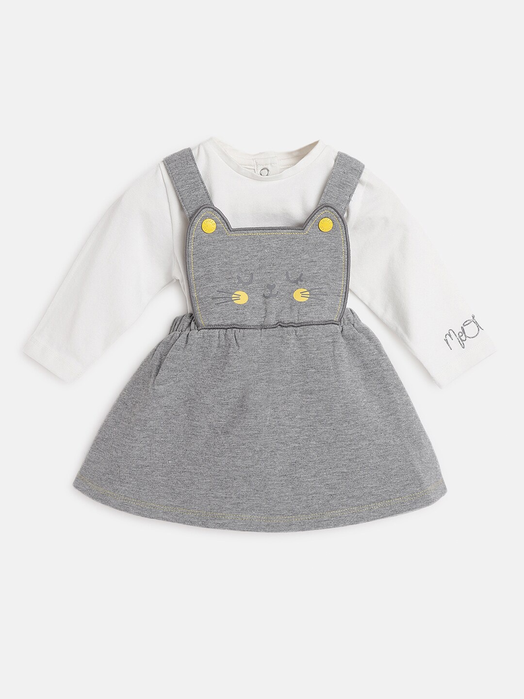 

Chicco Girls Round Neck Pinafore Skirt With T-Shirt, Grey