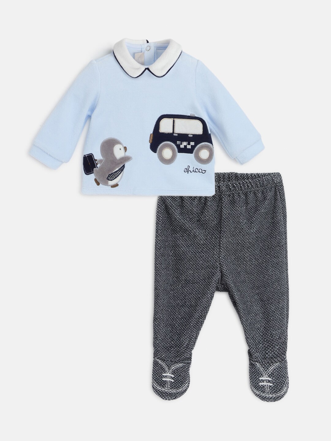 

Chicco Boys Printed T-shirt with Trousers, Blue