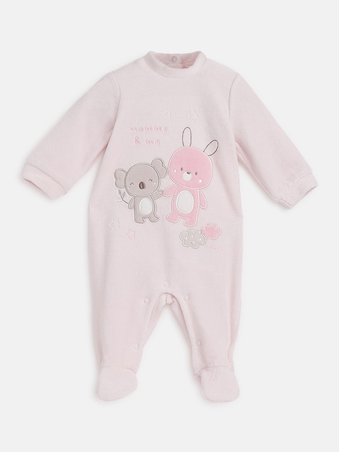 

Chicco Infant Girls Printed Sleepsuit with Bib & Cap, Pink